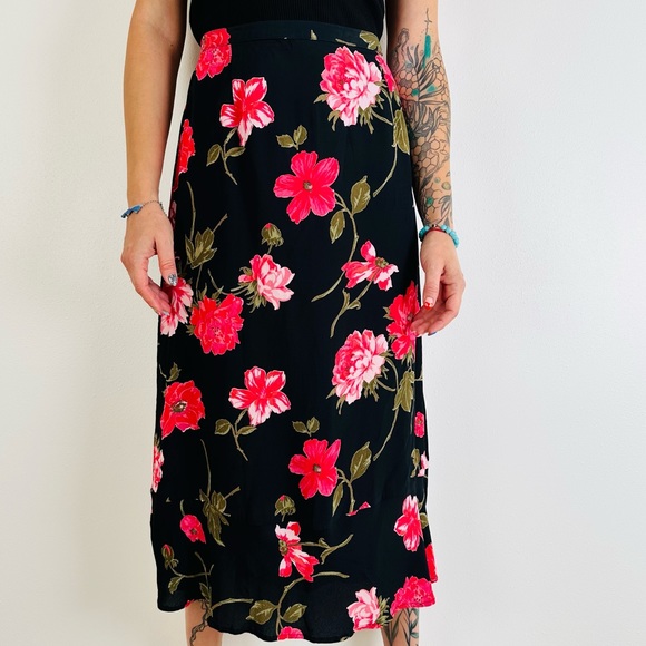 Vintage JM Collection Floral Midi Skirt Boho flowy chiffon Sheer - Picture 3 of 6